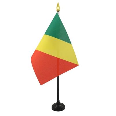 Republiek Congo Tafelvlag 15x10 cm - Congolese Desk Vlag 15 x 10 cm - gouden speerblad - AZ FLAG