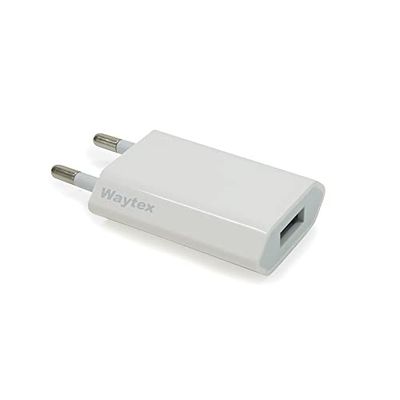Waytex Chargeur USB 5V - 1A Prise Adaptateur Secteur Universel USB Chargeur pour iPhone, iPad, Smartphone Android Smartwatch, Tablette, Écouteurs, Couleur Blanc