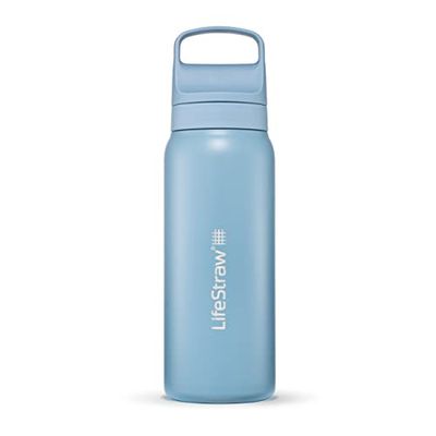 LifeStraw Go Series - Botella de acero inoxidable con filtro de agua, Filtra bacterias, parasitos y microplasticos 700 ml