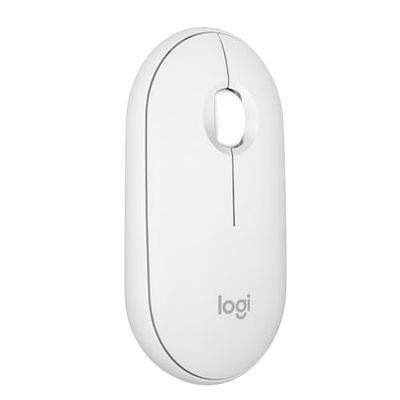Logitech Pebble Mouse 2 M350s fine sans fil Bluetooth, portable, légère, boutons personnalisables, clics discrets, Easy-Switch Windows/macOS/iPadOS/Android/ChromeOS - Blanc