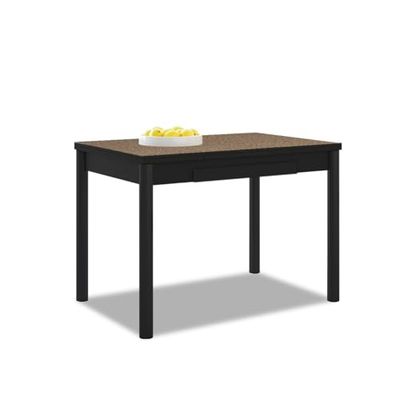 ASTIMESA - Tavolo da cucina estensibile - Struttura nera piano laminato - Colore rovere scuro - Ideale per piccoli spazi - Dimensioni: 90 x 50 cm - Estensibile: 140 x 50 cm