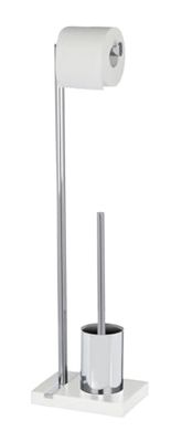 Wenko Stand WC-Garnitur Noble - WC-Bürstenhalter, Stahl, 20 x 74 x 15 cm, chrom/weiß
