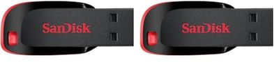 SanDisk 64 GB Cruzer Blade USB 2.0 Flash Drive - Black (Pack of 2)