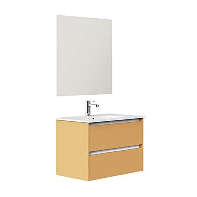 Baikal Baño Onyx, 2 cajones, suspendido en Pared, con Lavabo cerámico. Distribución 2 o 3 cajones. Apertura Mediante uñero. Mueble Montado, Melamina 16. Sin Espejo 3 Cajones