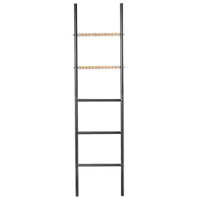 DRW Escalera Decorativa de Metal y Madera en Negro 43x3x163cm