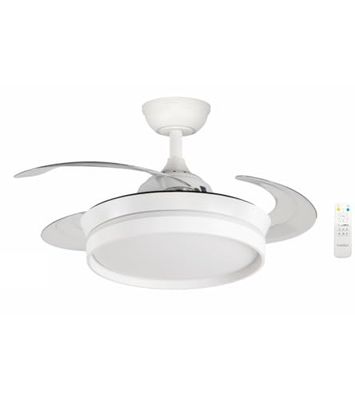 Bastilipo - Chowany wentylator sufitowy 40 cm, silnik prądu stałego 30 W, pilot, 3 tony światła LED 28 W, FALESIA COMPACT