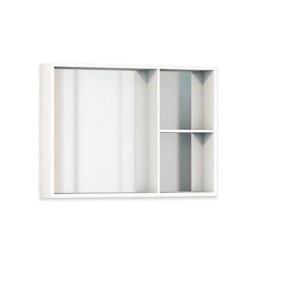 Baikal Mueble Camerino con Espejo, Armario Auxiliar de Baño Multiusos, Opción con o sin Luz LED. Mueble de Pared de fácil colocación. Armario MONTADO. Acabado Blanco. Sin Puerta 80 cm
