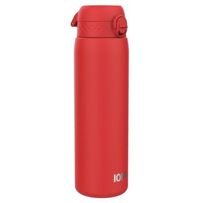 ION8 1 Liter Lätt Stål Vattenflaska, Oisolerad, Läckagesäker, Lätt att Öppna, Säker Låsning, Bärhandtag, Diskmaskinssäker, Hållbar, Repskyddande, 1200 ml (40oz), Röd