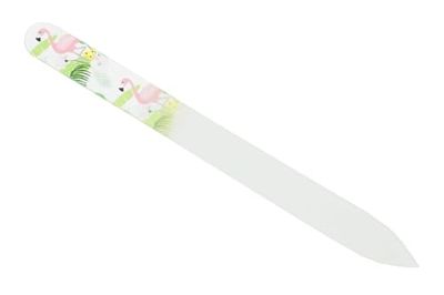 Lime à ongles en verre : lime à ongles en verre de qualité supérieure gravée double face avec motif flamant rose - Lime à ongles en verre double face pour manucure, pédicure - Fantasia