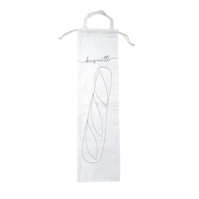 Fackelmann 47066 Sac de Conservation pour Baguette de Pain, Sac en Coton pour Baguette, Coton, Blanc, 63,8 x 17,8 cm