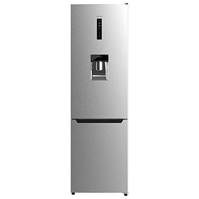Cecotec Frigorífico Combi 2 Puertas con Dispensador de Agua Bolero CoolMarket Combi 322 WD Inox D. 322 L, Altura 185 y 60 cm de Ancho, Bajo Consumo, Motor Inverter Plus, Total No Frost