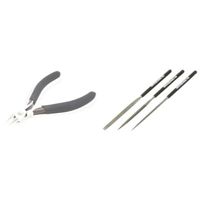 Tamiya – 300074123 coupante Fein/Pointu Plastique & 74104 - Accessoire pour Maquette - Jeu Limes Fines
