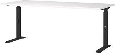 Germania Escritorio 7912-614, Blanco/Negro, Altura Ajustable, 180 x 91 x 80 cm (Ancho x Alto x Profundidad)