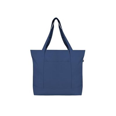 Ecoright Canvas draagtas voor dames met ritssluiting en binnenzak, 100% biologisch katoenen draagtas voor mannen, winkelen, strand, Blauw-Pack van 2, Pack of 2, Utility