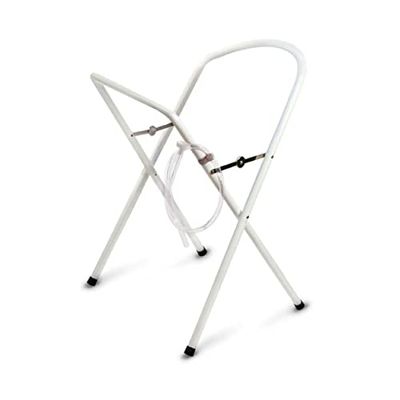 dBb Remond Petit Support pour Baignoire Bébé 0-6 Mois, Matière en Métal Rilsanisé, Pieds en X, Blocage de Sécurité, Grande Stabilité, Poids Max. 32kg, Pliable avec Tuyau d’Évacuation 1m, Blanc