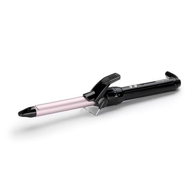 BaByliss Boucleur à pince 19mm - Cylindre avec revêtement Sublim’ Touch, 10 réglages de température, Boucleur professionnel avec support de sécurité intégré, noir et rose, C319E