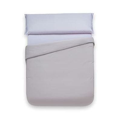 Sancarlos – Funda Nórdica Combicolor, Color Gris Perla 100% Algodón percal, Cama de 180