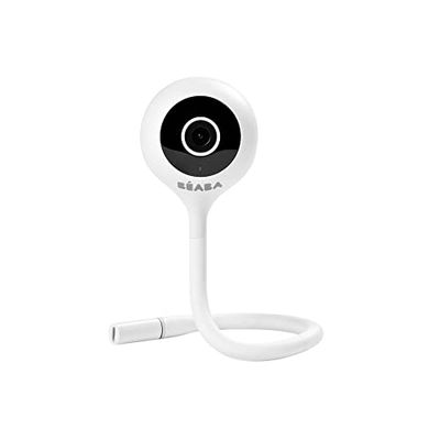 BÉABA - Baby Monitor Zen Connect - Video Baby Monitor - 1080 p Full HD-kamera - Walkie Talkie, lång räckvidd - Anslutning till mobilnätverk och WiFi möjlig - Vaggvisor, flexibel stång - Vit