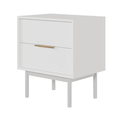 Selsey Viviaro stolik nocny, stolik pomocniczy, 54 cm, z 2 szufladami, kolor biały, drewniane nogi