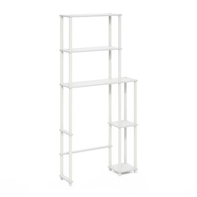 Furinno Turn-N-Tube Scaffale salvaspazio per WC con 5 ripiani, Bianco/Bianco