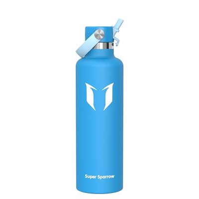 Super Sparrow Vattenflaska - 1L - Rostfritt Stål Metallflaska - Termos Standard Mun - Giftfri BPA-Fri - Perfekt Som Sportflaska
