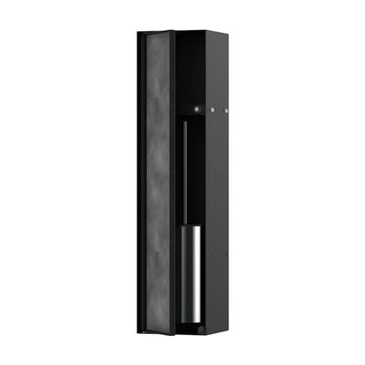 hansgrohe XtraStoris Rock 56060670 verzonken toiletborstelhouder met opbergplank en betegelbare deur, toiletborstel en houder, badkamer muurnis, badkameraccessoire, mat zwart