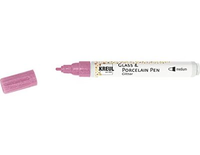 Kreul Hobby Line 16503 – Porcelain with Glitter Glass Pen 1 – 3 mm, Rose