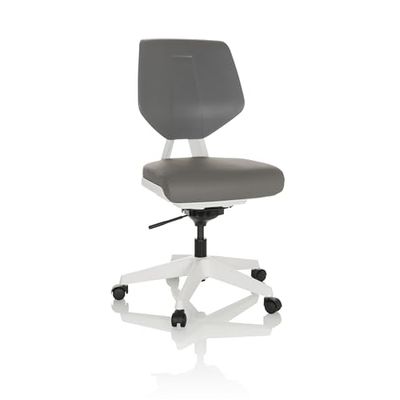 hjh OFFICE Move Work Tissu Tabouret de Travail réglable en Hauteur, siège de Travail avec Assise Mobile, Gris, 640523