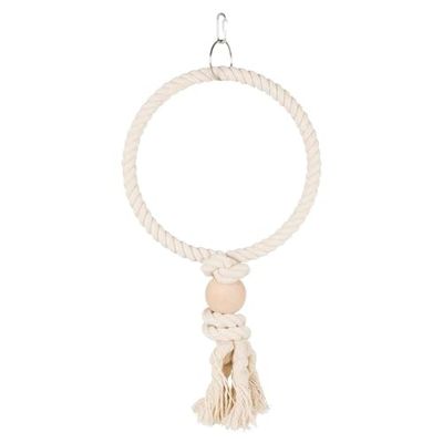 Trixie Rope Ring with Wooden Bead, Cotone, Naturale, 24 cm (Pack of 4)