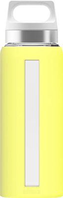 Sigg Dream Ultra Lemon drinkfles (0,65 l), niet-giftige en hittebestendige drinkfles, lekvrije glazen drinkfles met siliconen hoes