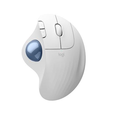 Logitech ERGO M575S ratón con trackball inalámbrico, ratón ergonómico inalámbrico con Bluetooth y llave USB cifrada, control cómodo con el pulgar, seguimiento fluido y preciso, para PC/Mac - Blanco