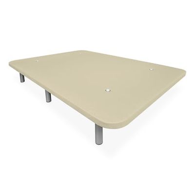 Duérmete Online - Base Tapizada Reforzada para Cama, Estabilidad y Resistencia con 5 Barras Transversales y 6 Patas metálicas roscadas de 25cm, 90 x 200, Beige