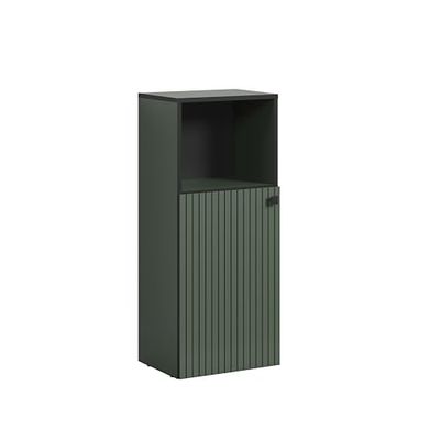 trendteam smart living - PureBliss - Armoire sur Pied - Vert - Aspect rainuré - 1 Compartiment Ouvert + 1 étagère Eon - (l x H x P) 40 x 95 x 31 cm - Armoire de Salle de Bain avec poignée en métal