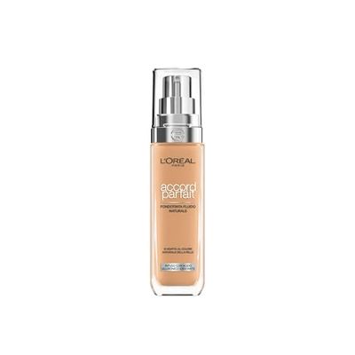 L'Oréal Paris Fondotinta Liquido, Incarnato Uniforme e Illuminato, Finish Naturale, Per Tutti i Tipi di Pelle, Formula con Acido Ialuronico, Accord Parfait, Tonalità: 5D/W Dorè