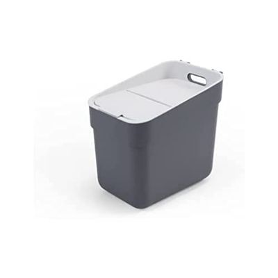 CURVER Poubelle de Tri 20L "Ready To Collect" - Idéal sous Evier - Avec Support Mural pour Mur ou Porte - Cuisine, Salle de Bain, Buanderie - 100% Recyclé -Anthracite