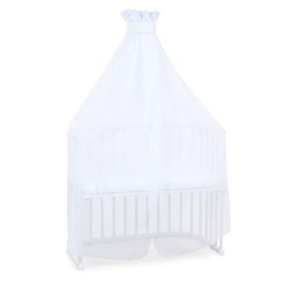 babybay Myggnät och himmelpiké med band passar alla modeller upp till 96 cm längd, vit stjärnblandning sand/azurblå
