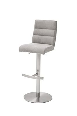 Robas Lund Tabouret de Bar Gris glacé, Revêtement Tissu Tournable 360°, Chaise Bar réglable en Hauteur, Giulia B