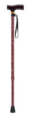 Drive Devilbiss T-Handled Walking Stick in White Dot Pattern with Wooden Handle