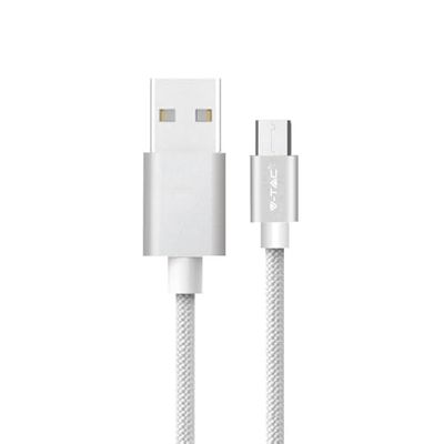 1 m Micro-USB-kabel, gevlochten, nylon, platina serie