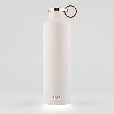 EQUA Smart Water Bottle - 23 oz - Bluetooth Connection with App and Light Signal Reminders - Double-Walled Stainless Steel Vacuum Insulated Flask - Metal Lid, White, MT 14