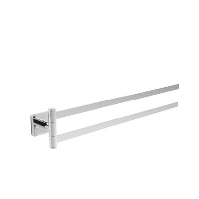 Villeroy & Boch Elements - Portasciugamani Striking a due bracci, portasciugamani per bagno per montaggio a parete, barra portasciugamani in zinco, rettangolare, lunghezza 410 mm, cromato