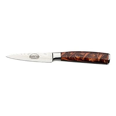 Rockingham Forge Sunrise Collection 9 cm Couteau d’Office en Acier Inoxydable X40Cr13 et Poignée en Résine, Marron