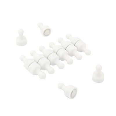 Vit spetsmagnet – kontor och kylskåp (12 mm diameter x 21 mm hög) (förpackning med 12)