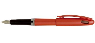 Pentel Tradio vulpen, navulbaar, inkt, blauw, lichaam, rood, 12 stuks