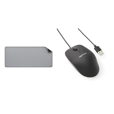 Logitech Desk Mat - & Amazon Basics Responsive and Precise 3-Button