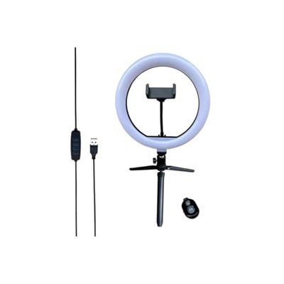 Mobility Lab ML304038 - Anello LED con treppiede, 10 livelli di luminosità, ricaricabile, telecomando Bluetooth univervel per smartphone, ideale per Youtube, Tiktok, ecc.