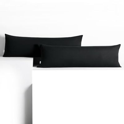 DecoKing 2 federe 40 x 145 cm Jersey 100% in 100% Jersey di Cotone Pettinato pettinato chiusura lampo nero ambra