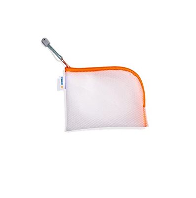 HERMA 20028 Zip Pocket Travel Case A6 Transparent Orange Small Lockable Clear Pocket with Zip, Toiletry Bag for Mobile Phone, Charging Cable, Cosmetics, Pens, Keys