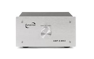 Dynavox AMP-S MK II, Pupitre de sélection ampli/Enceinte, Chassis en métal, Plastron de 4 mm en Aluminium, Bornes à Visser et fiches Bananes, Coloris argenté