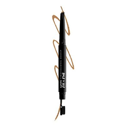 NYX Professional Makeup, Fill & Fluff Pomade Matita per Sopracciglia, Formula Cremosa, Punta Precisa, Scovolino Piatto per Sfumare, Blonde